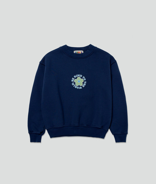 Navy Flower Crewneck