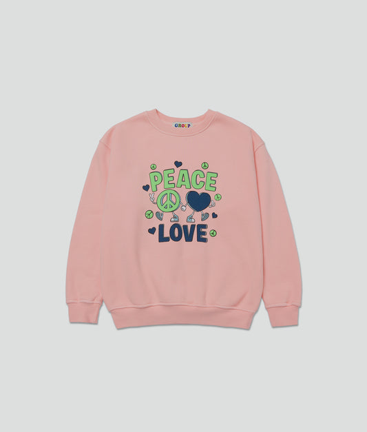 Salmon Peace & Love Crewneck